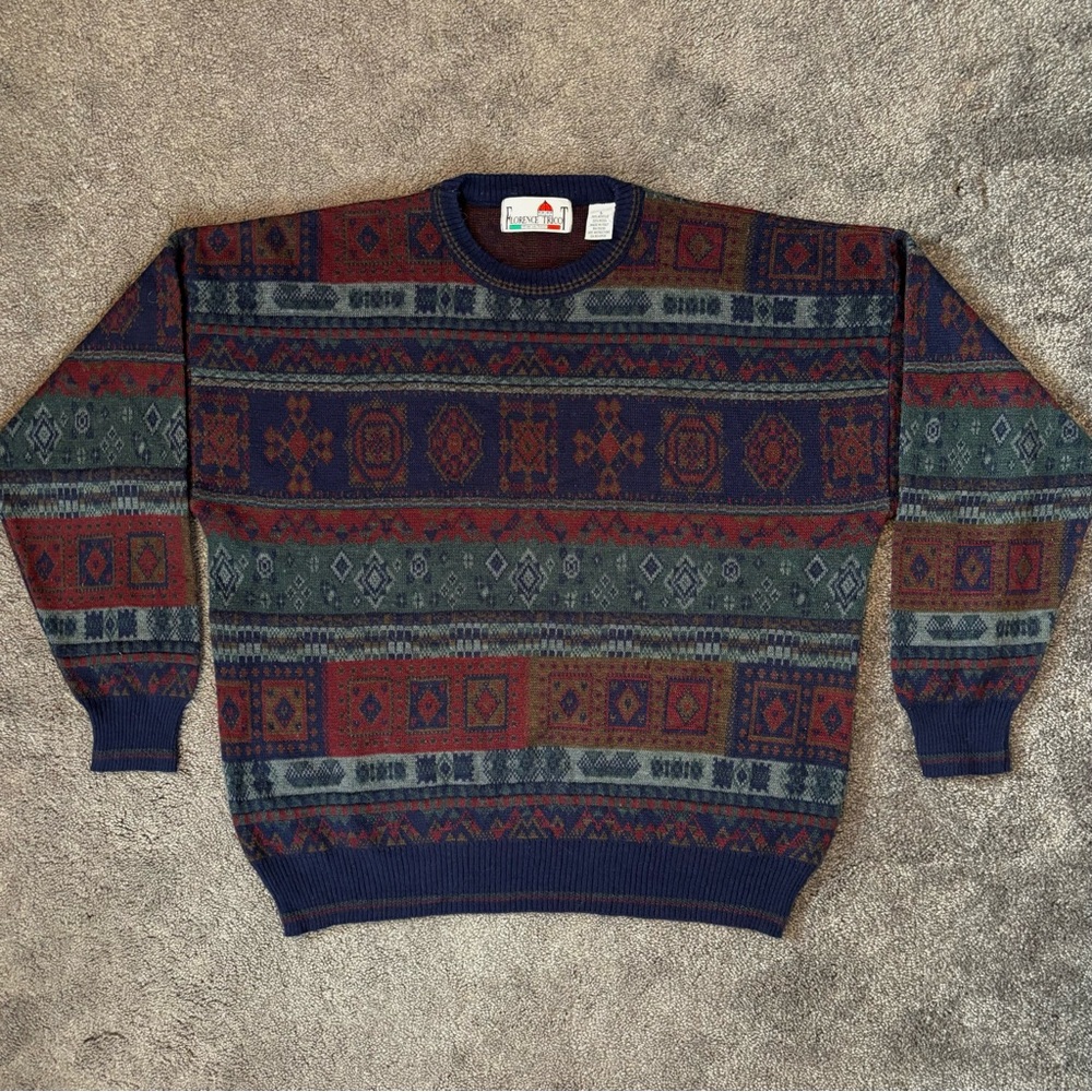 Vintage Florence Tricot Italy aztec patterned sweater